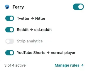 Ferry popup toggle