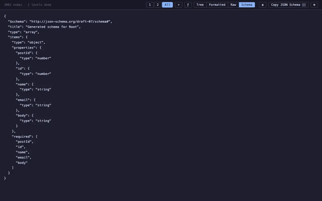 JSON Bonsai schema view